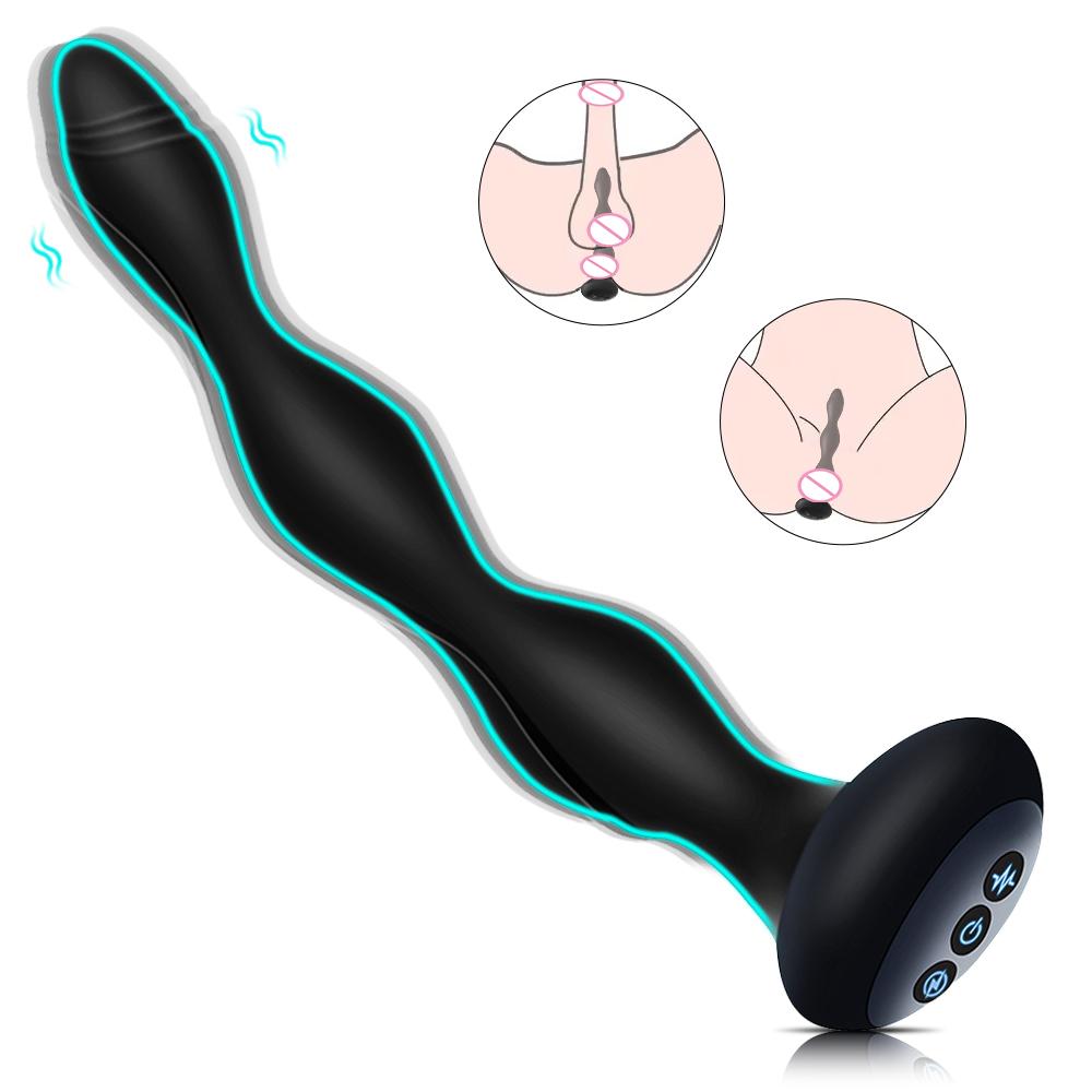 Pinkzoom Anal Gay Sex Toys For Women Men Long Vibrating Anal Beads Electric Shock Stimulation Vibrator Anal Beads Butt Plug