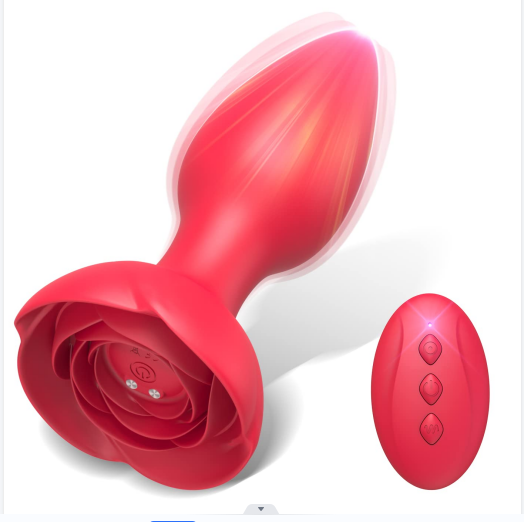 Rose Anal Butt Plug Vibrators Sex Toy Remote Control Silicone Prostate Massager Anal Sex Toy With 10 Vibrating &amp; Thrusting