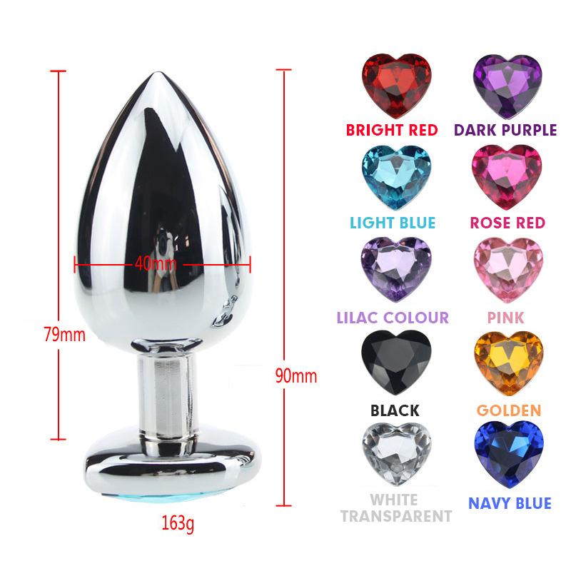 S M L Metal Anal Plug Stainless Sexy Toy Crystal Jewelry Anal Dildo Fetish Adult Sex Toy Anal Butt Plug For Men