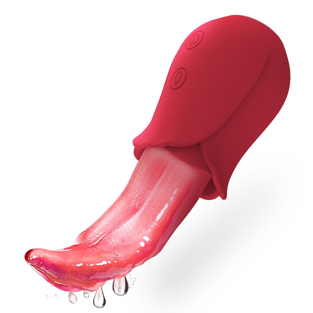 Rose Toy Big Soft Tongue Clitorals Stimulator Elastic Licking Tongue Vibrator For Women Pleasure With 10 Modes