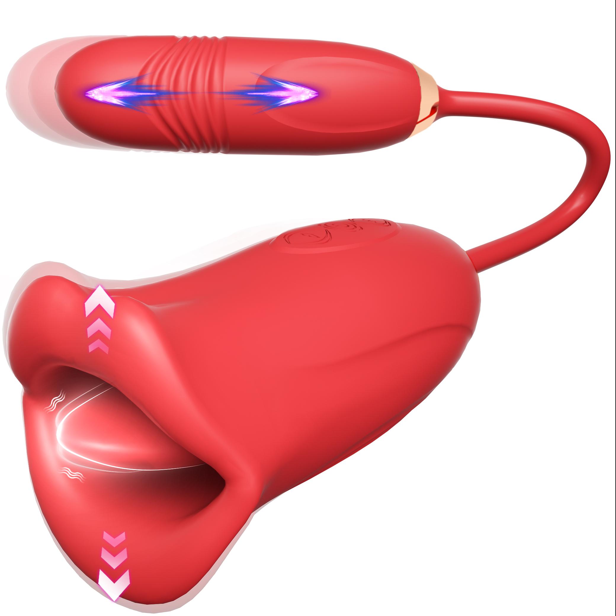 Sexy Mouth Vibrator With Thrusting Love Egg Sex Toys Oral Sex Tongue Licking Silicone Sex Toys Massager Vibrator For Women