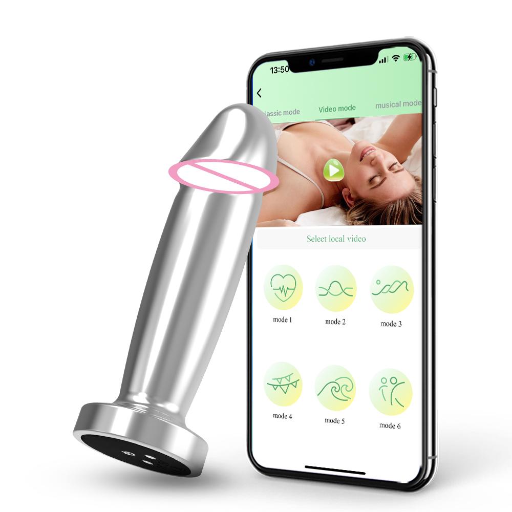 App Electric Remote Control Dildo Metal Anal Plug Toys Vibrator Massager With Wearable Sex Toys Adult