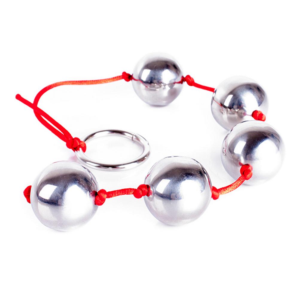 5 Anal Beads Metal Anal Balls Stainless Steel Butt Plug Anal Dilatador Sex Toys For Women Men Gay Erotic Ring Handle But Plugs