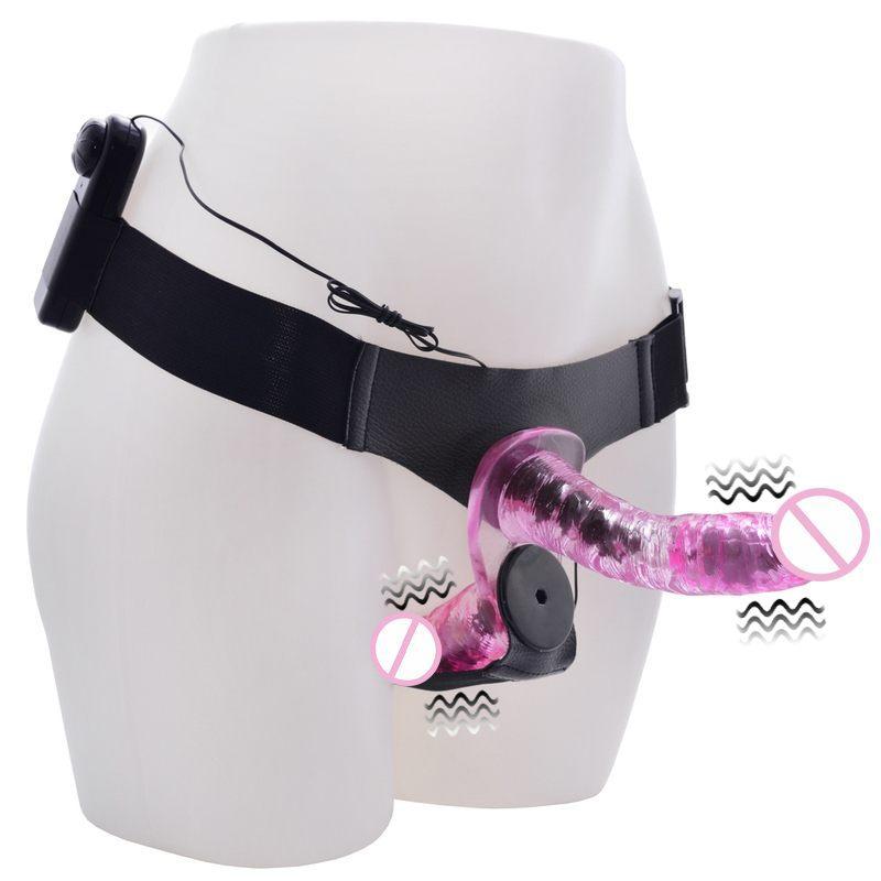 Double Head Strap On Dildos Wearable Double Vibrator Dildo Lesbian Dildo Vagina Anal Vibration Sex Toy For Women Bachelor Party