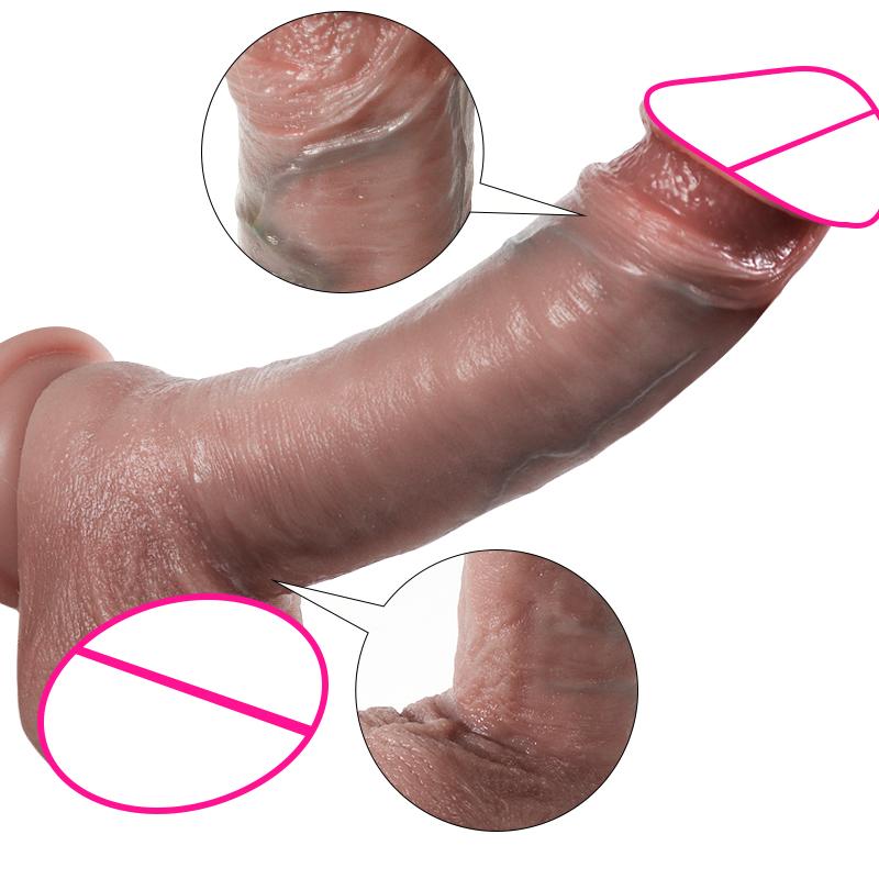 Adult Sex Shop Wholesale Female Silicone Rubber Soft Dildo Realistic Penis Female Masturbator Penis Toy For Woman Women Sex Toy