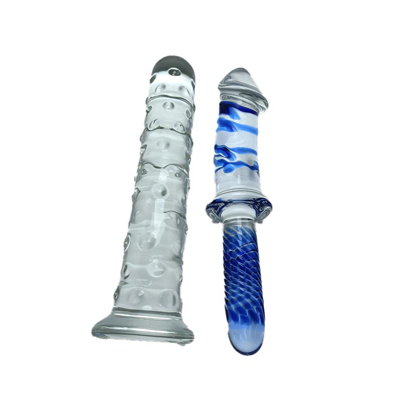 Custom Logo Two End Big Blue 27cm Glass Dildo For Sex Use