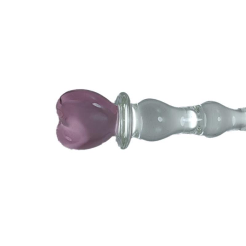 Wholesale Pink Heart Shaped Handle Single Head Glass Dildo