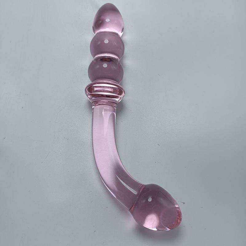 Super Long Big Double Headed Pink Glass Dildo Massager Sex Toys For Women