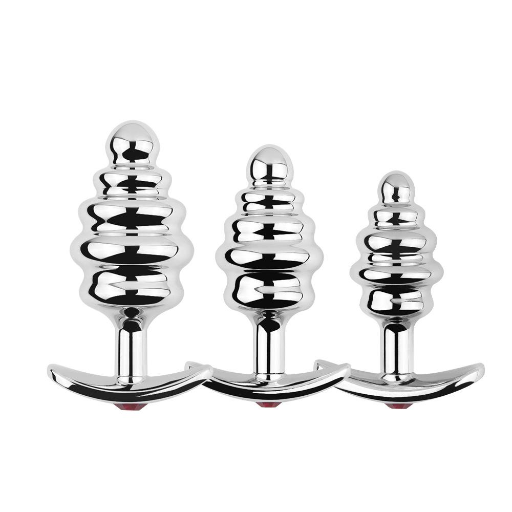 Metal Thread Shape Anal Plug Fetish Male Insert Sex Toy S/m/l Masturbation For Butt Enjoying