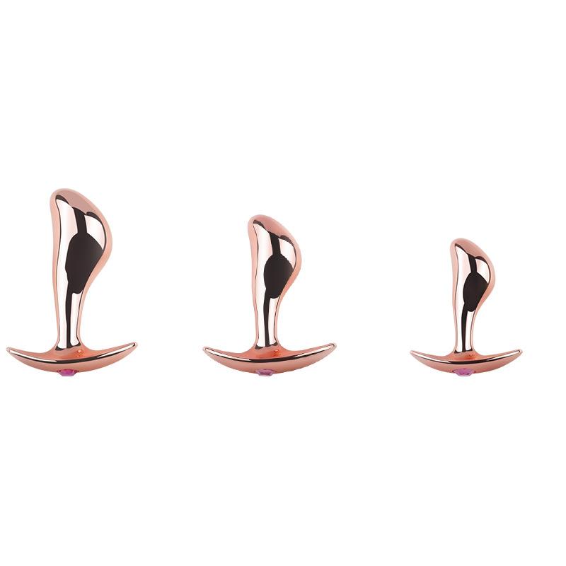 Rose Gold Anal Plug Prostate Massager Thress Size Metal Butt Sex Toy For Couples