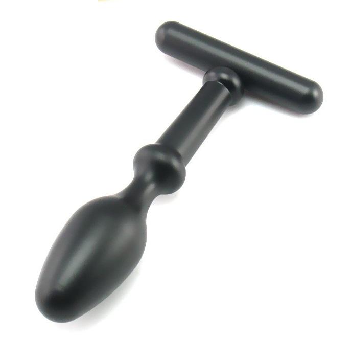 127mm,95g Small Size Black Alloy Metal Anal Butt Plug With Pull-tab Insert Sex Toy