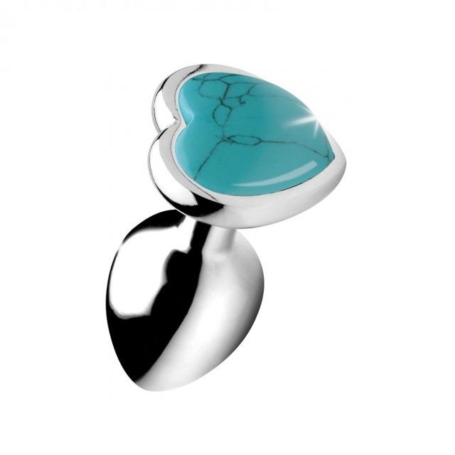 New Heart Shape Turquoise Stone Anal Plug Jewelry Butt Massager Sex Toy For Masturbation