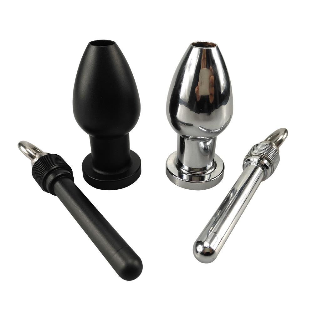 Golden Clear Black For Choose Hollow Anal Plug Metal Enema Shower Sex Toys