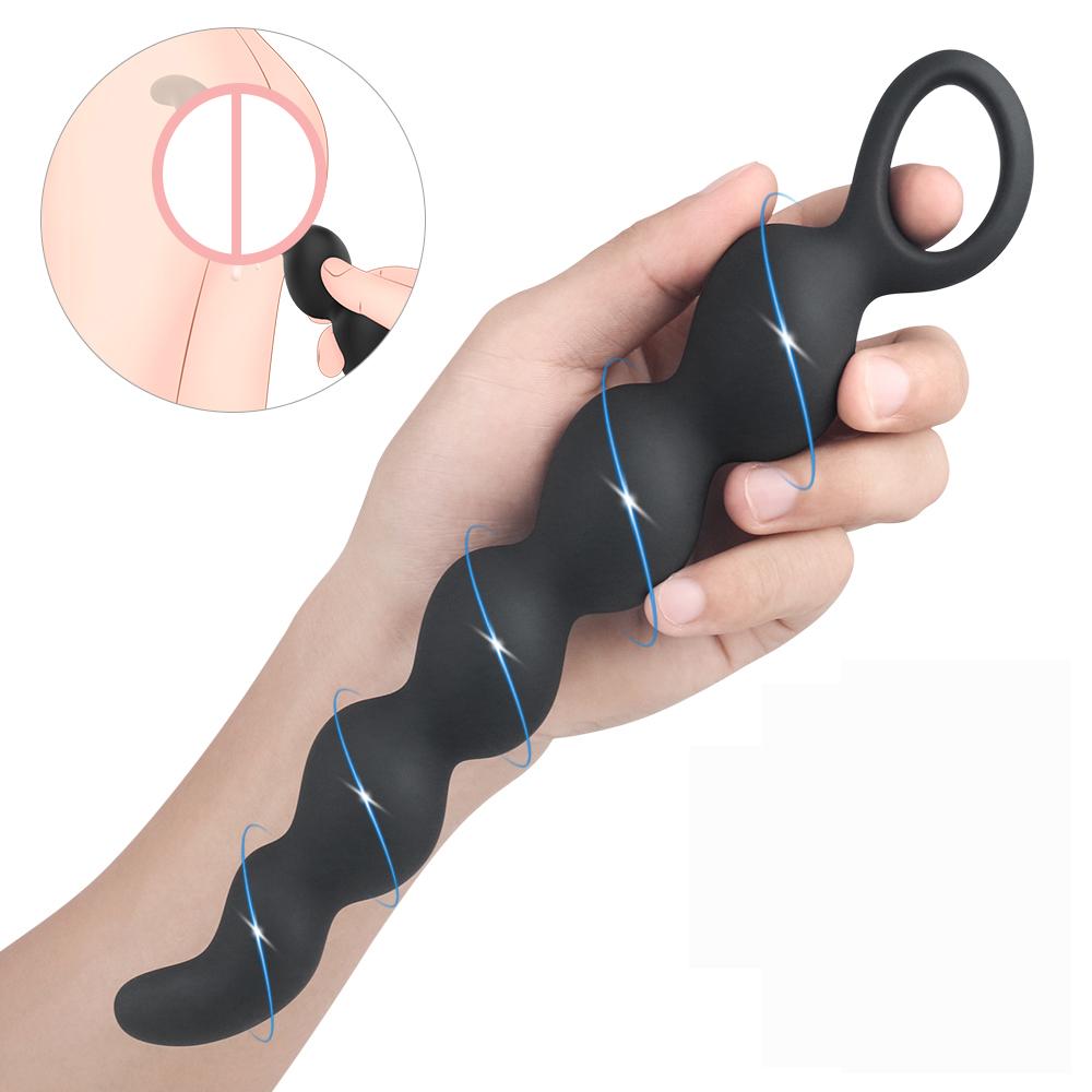  Soft Silicone Women Men Anal Toys Prostate Massager Long Dildo Butt Plug Anal Beads