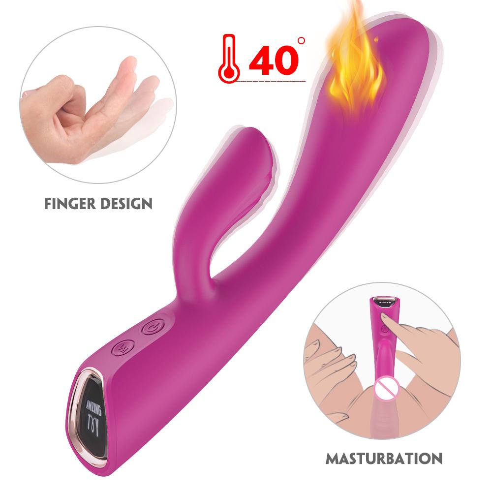  Amazon Hot Selling G Spot Rabbit Vibrator With Heating Function Ciltoris Vagina Stimulation Dildo Sex Toys For Women