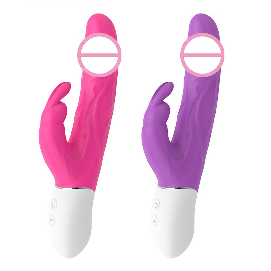  New Release Silicone Realistic G Spot Clitoris Stimulation Sex Toys Rabbit Dildo Vibrator For Women