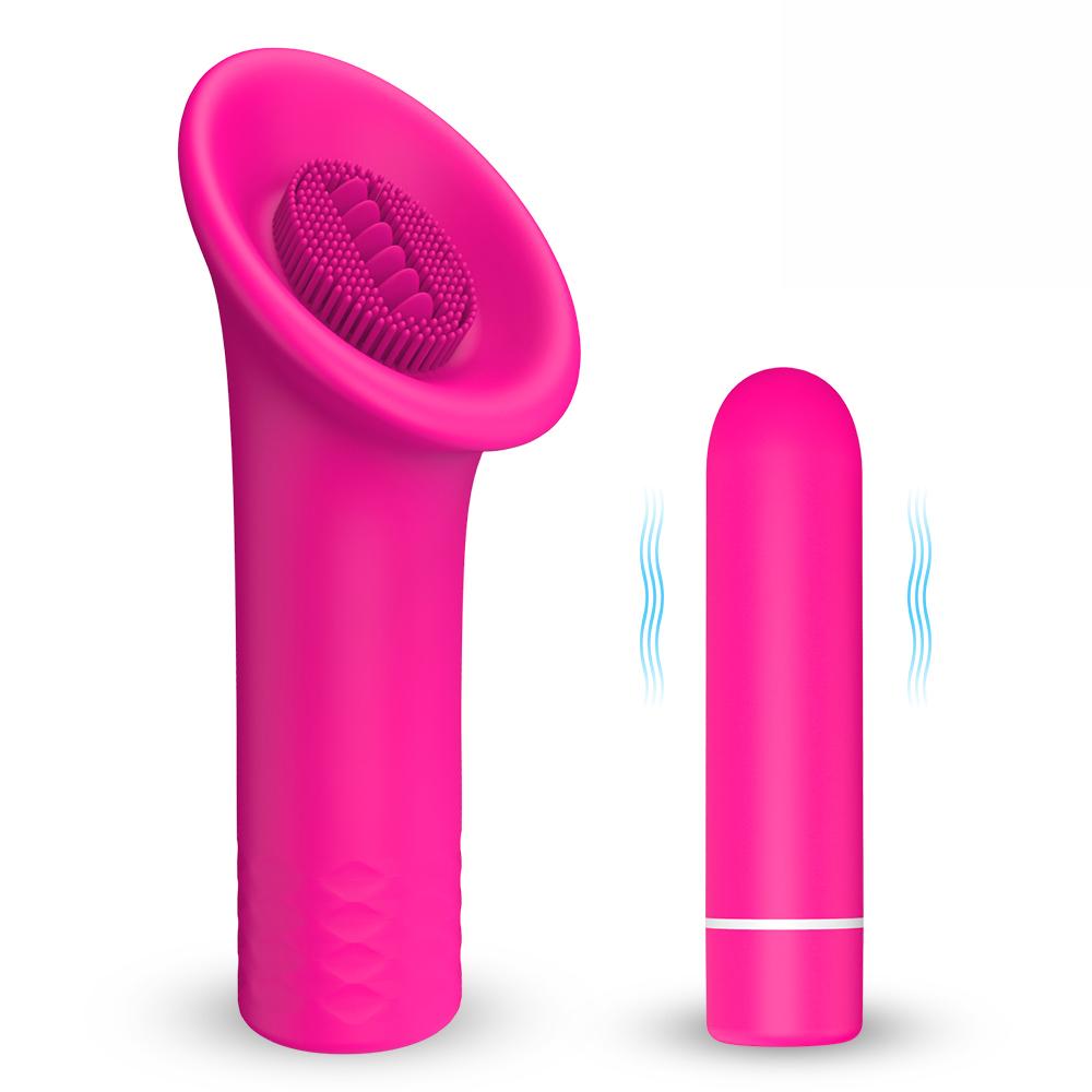  Wholesale 2 In 1 Bullet Vibrator Rechargeable G Spot With Clitoris Pussy Licking Tongue Vibrator Sex Toy Ass Licking