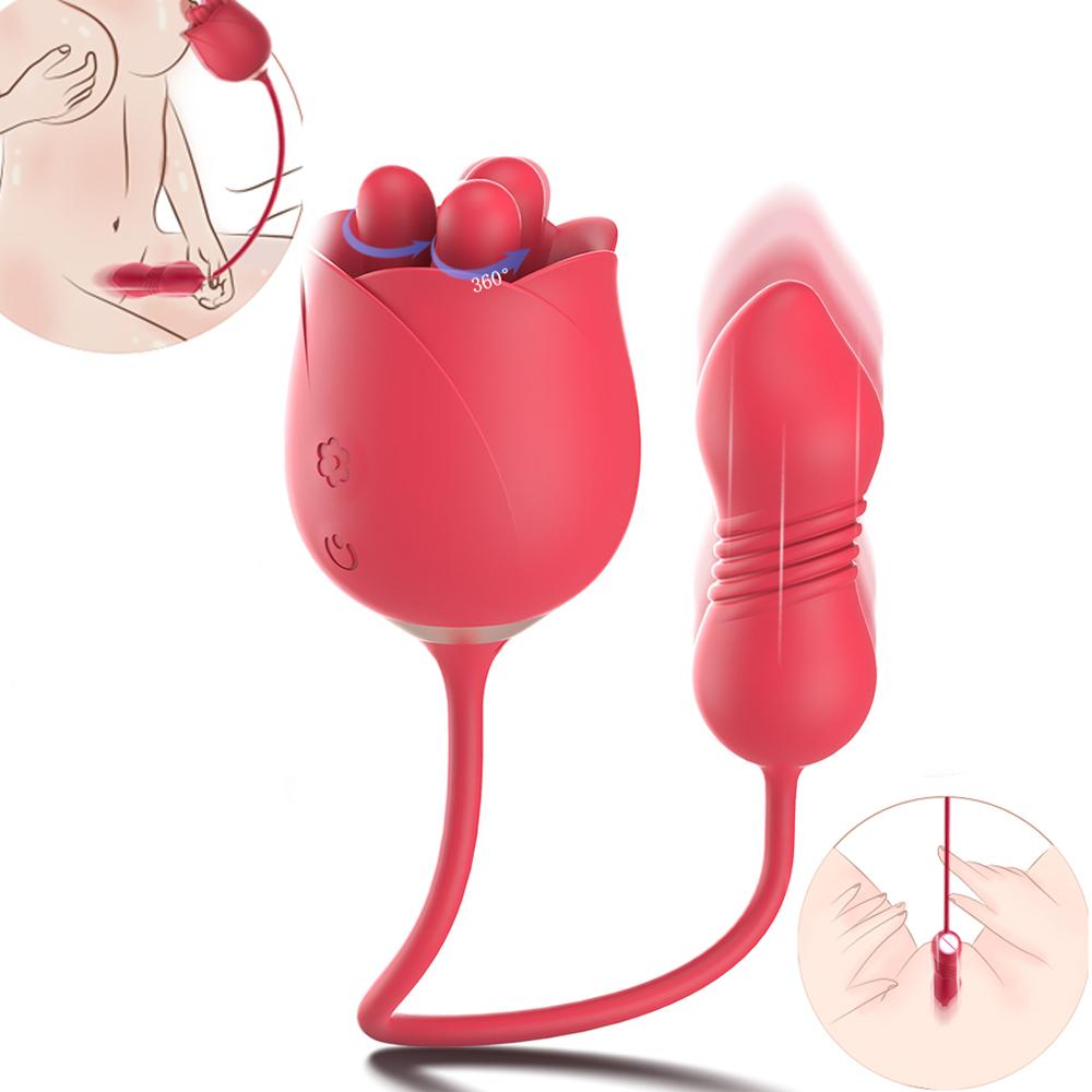  Drop Shipping Nipple Massager Pulsing Rose Vibrator 2 In 1 Sex Toys For Women Vagina Vibrator