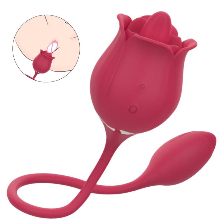  Drop Shipping Wholesale Rose Vibrators With Tongue Clitoris Stimulator Rose Toy For Women