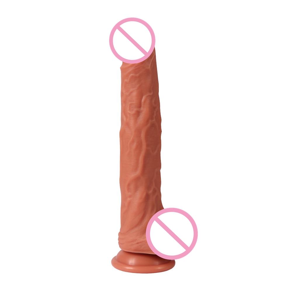  Soft Real Big Skin Long Hard Flexible Double Layer Silicone Dildo With Realistic Dildos Real Full Shaped Balls Suction Cup