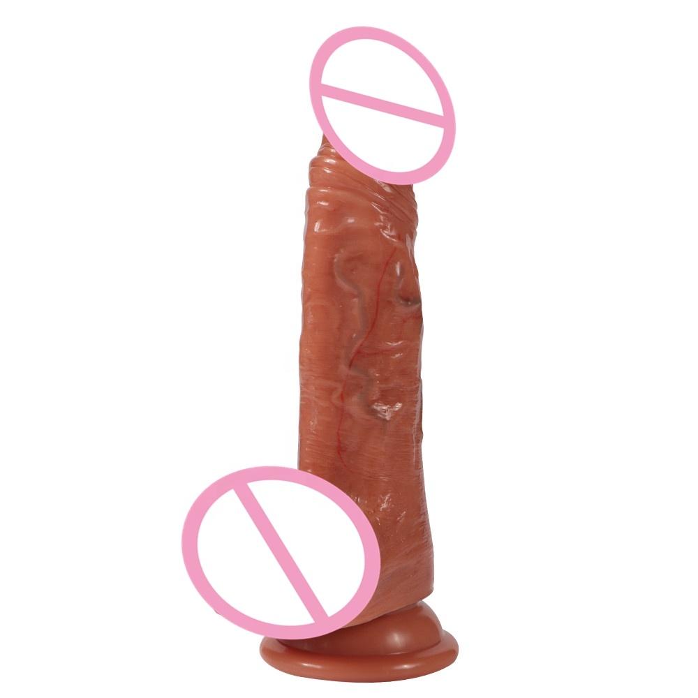  Soft Big Real Skin Long Hard Flexible Double Layer Silicone Dildo With Realistic Dildos Real Full Shaped Balls Suction Cup