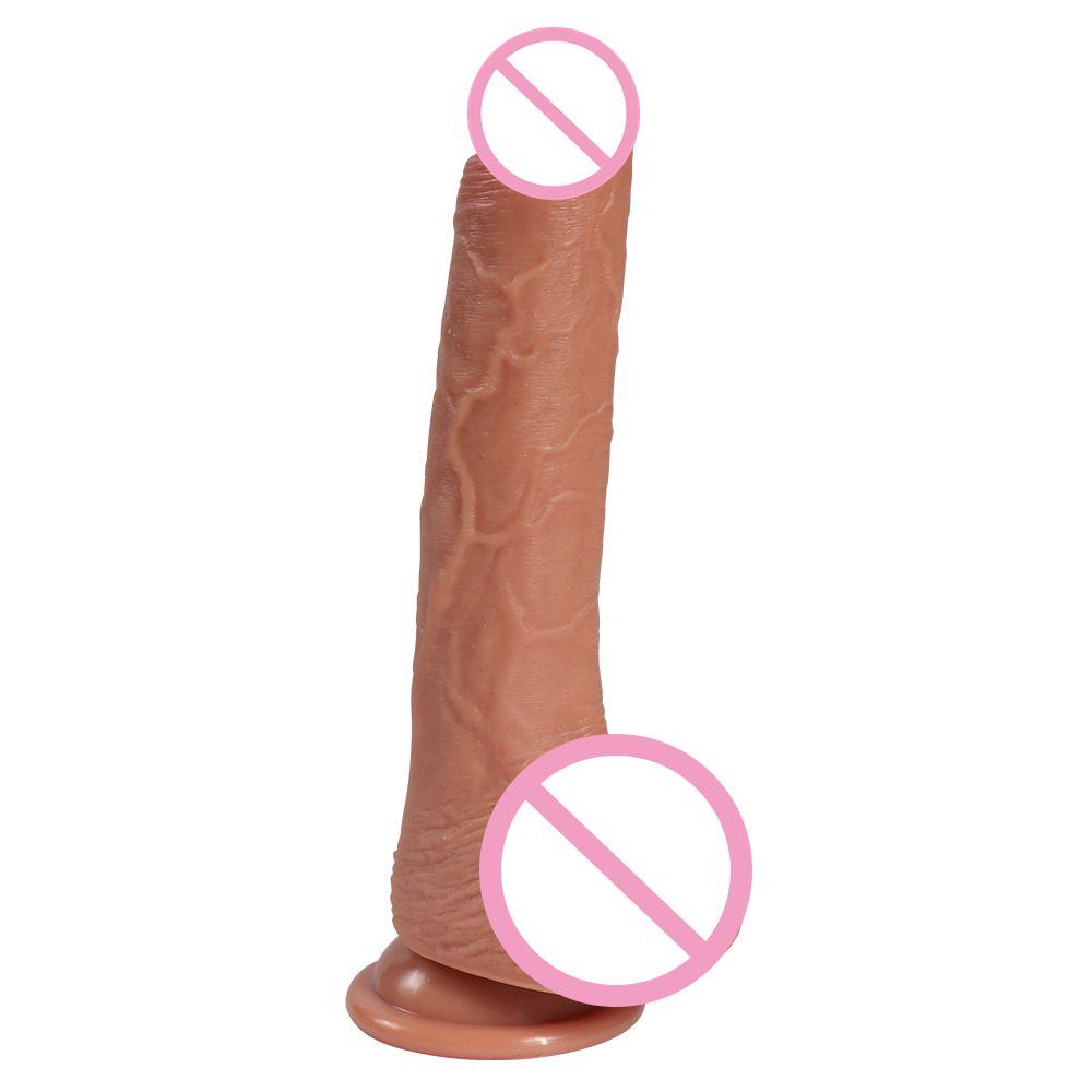  Soft Big Skin Long Hard Flexible Double Layer Silicone Dildo With Realistic Dildos Real Full Shaped Balls Suction Cup