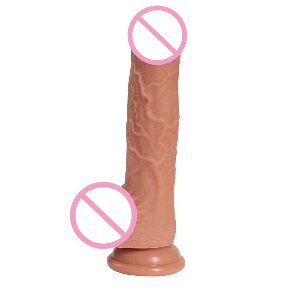  Big Soft Long Hard Flexible Double Layer Silicone Dildo With Realistic Dildos Real Skin Full Shaped Balls Suction Cup