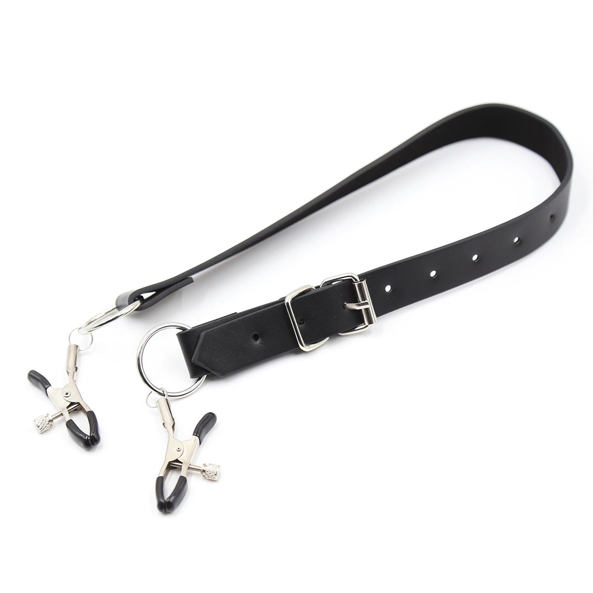 Sm Bondage Set Hardware Clamp Nipple Clamps With Soft Pu Leather Chain