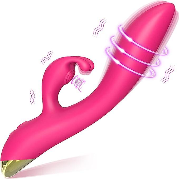  G Spot Rabbit Vibrator Clitoris Realistic Dildo Stimulator With 9 Tapping Features &amp; Vibration Modes Sex Toys For Women