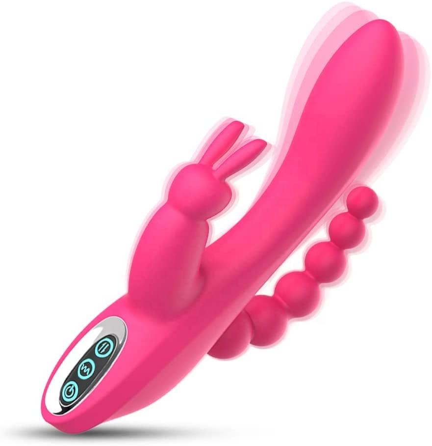  2022 New 3 In 1 G Spot Clit Vagina Stimulate Anal Bead Rabbit Vibrator Sex Toy For Women