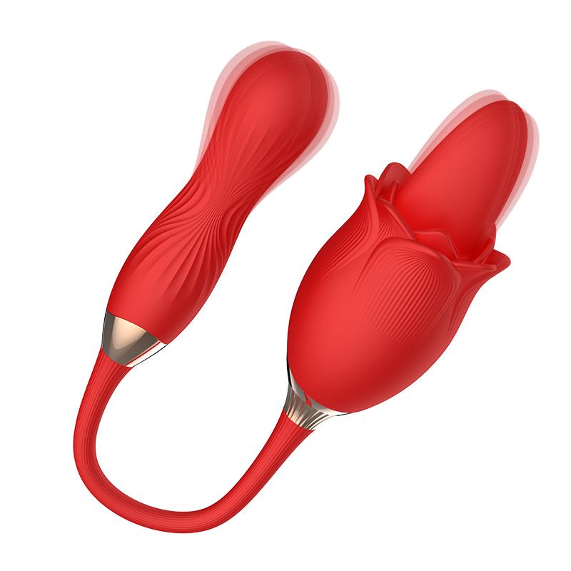  2023 New Rose Vibrator With Dildo 3 In1 Rotating Telescopic Licking Clitoris Stimulator Sex Toy For Women