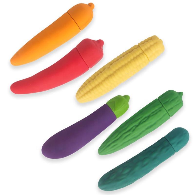  Realistic Silicone Fruit Vegetable Vibrator For Women Cucumber Mini Vibration Eggplant Sexy Vibrator