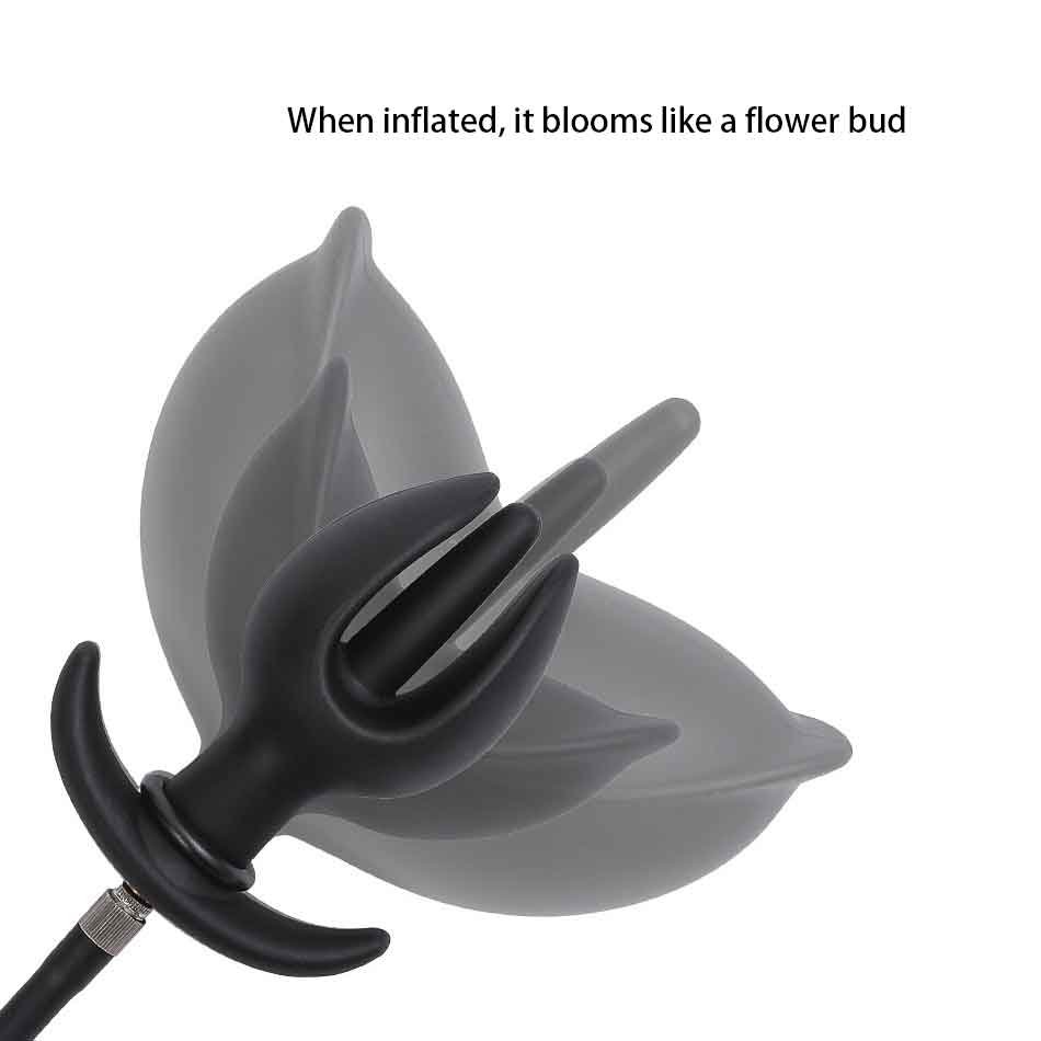 Flower bud inflatable anal plug liquid silicone