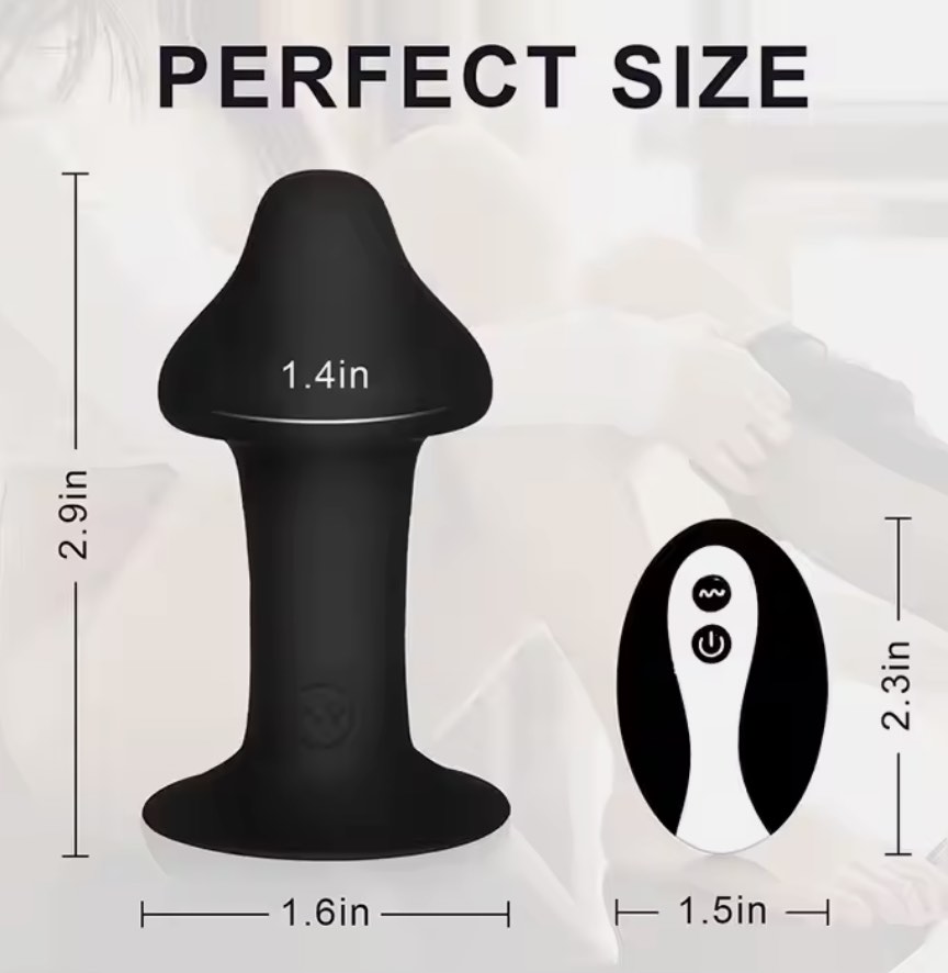 Remote control mushroom head anal plug