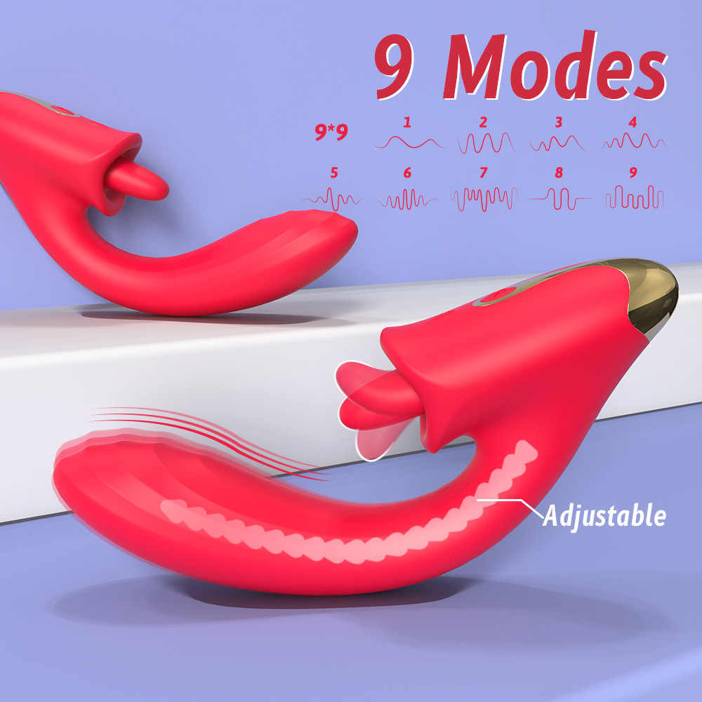 Tongue licking vibrator stimulates G-spot 9 modes