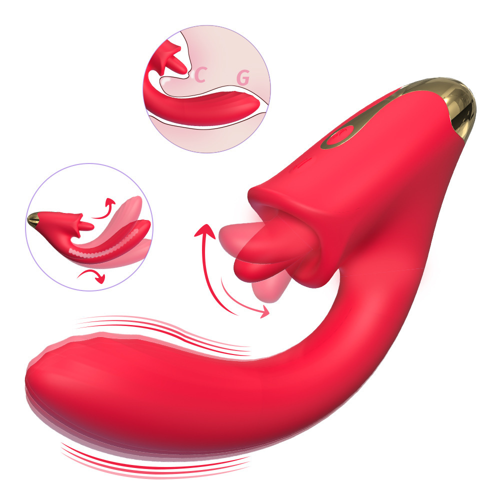 Tongue licking vibrator stimulates G-spot 9 modes