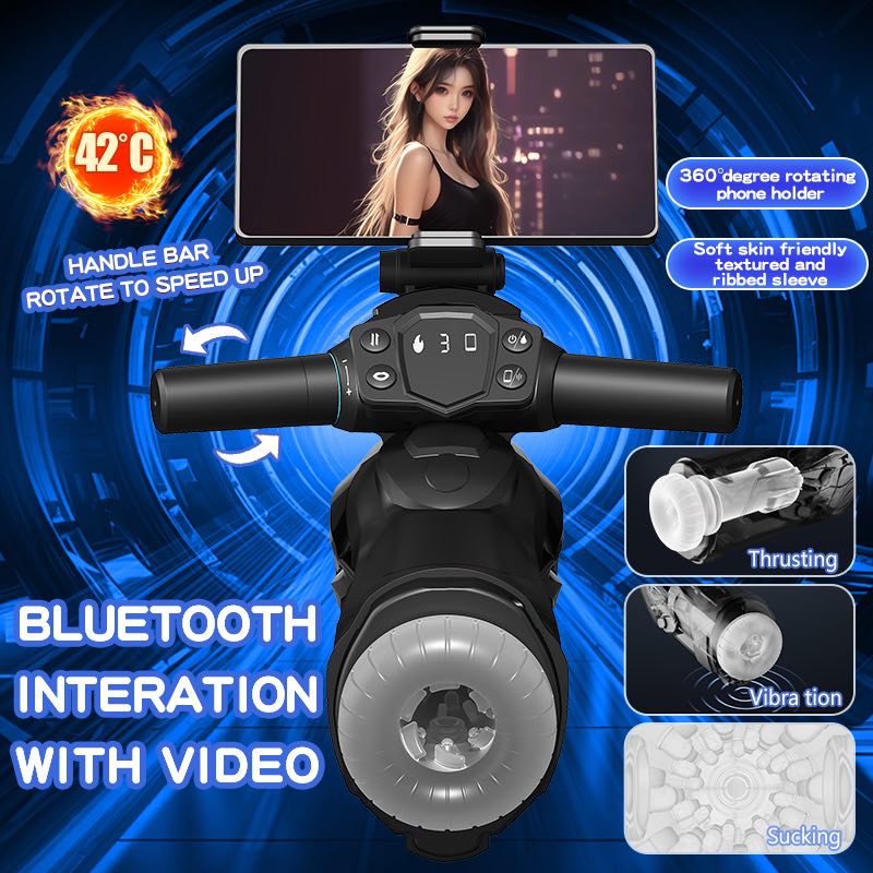 APP Motorcycle Masturbation Cup Telescopic Multi frequency Vibration Male Masturbator