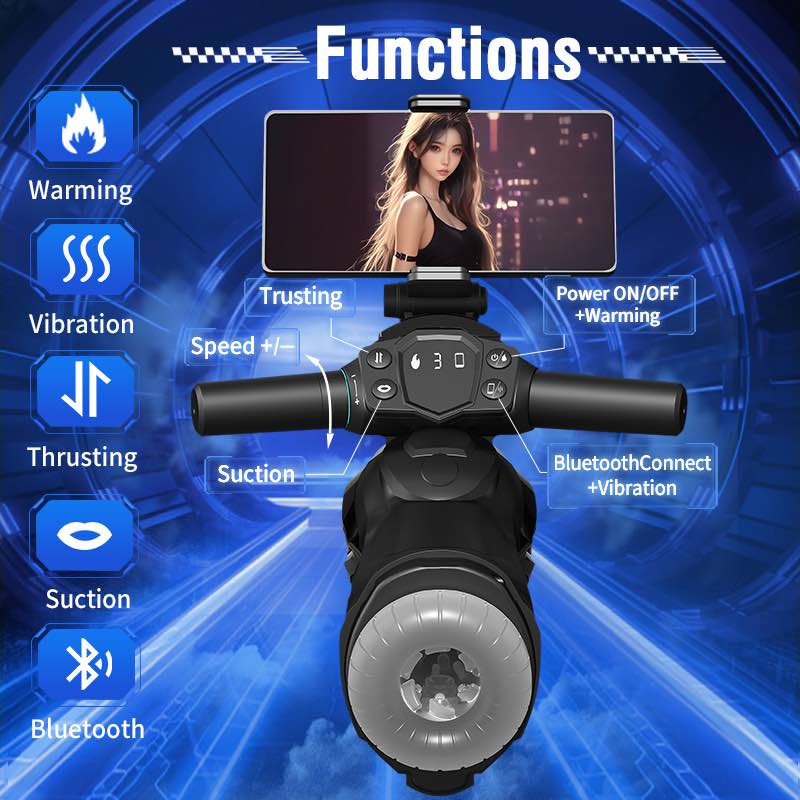 APP Motorcycle Masturbation Cup Telescopic Multi frequency Vibration Male Masturbator