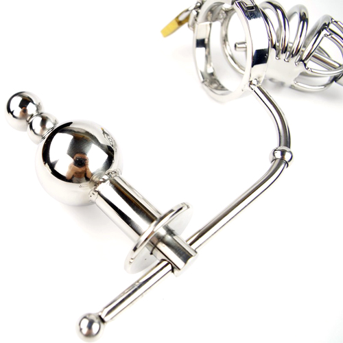 Chastity Cage Urethral Tube With Anal Plug