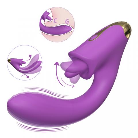 Tongue licking vibrator stimulates G-spot 9 modes